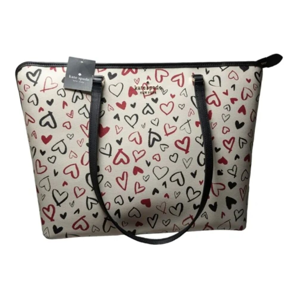 Kate Spade Scribble Hearts Parchment Large Tote NWT ***